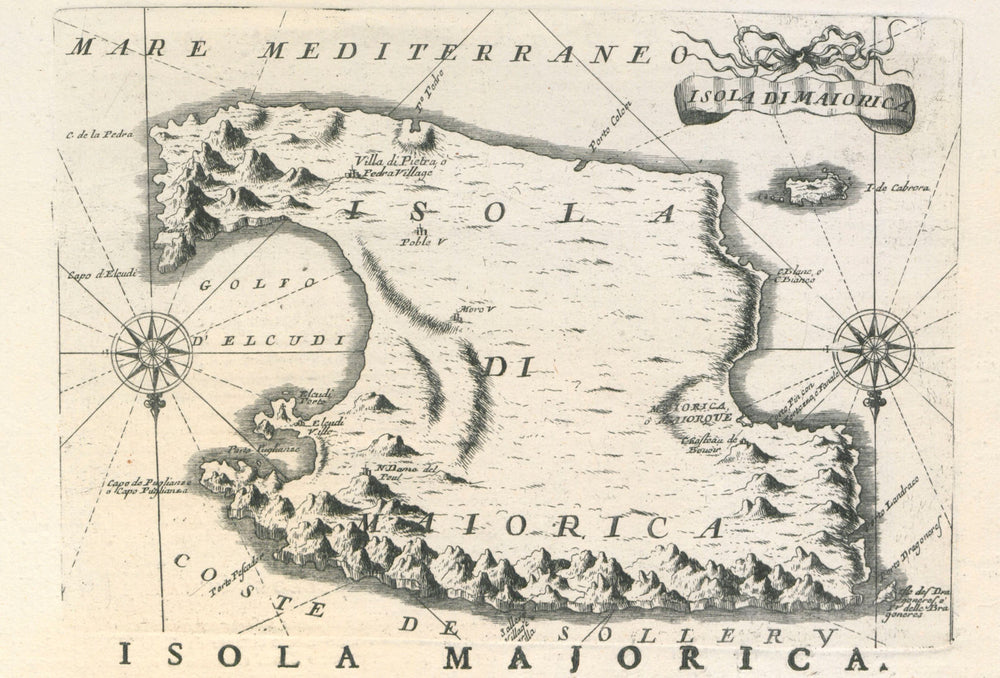 "Isola di Maiorica" by Vincenzo Coronelli from Isolario. Majorca 1697 old map