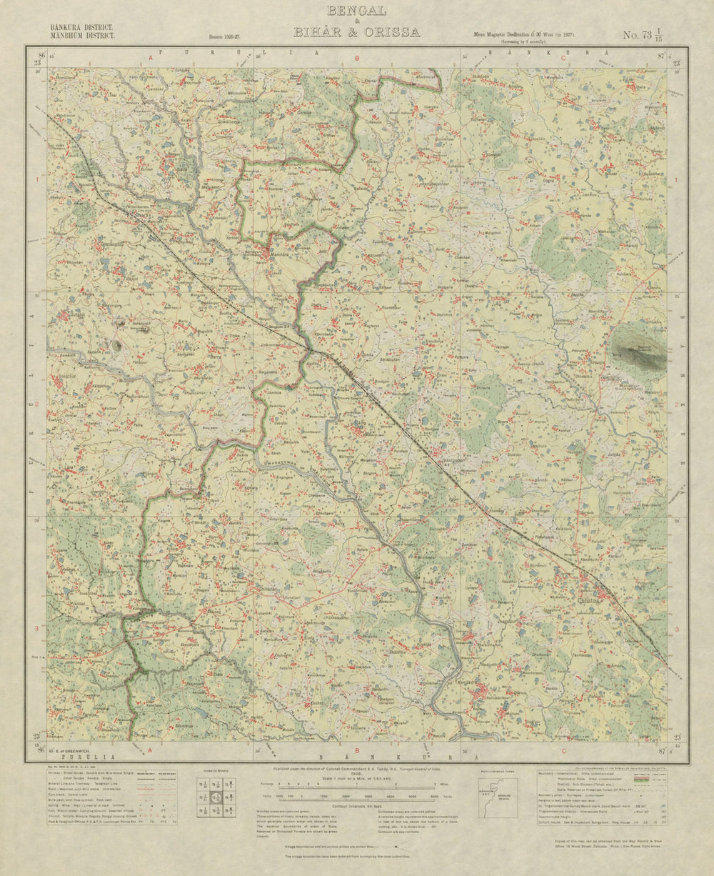 SURVEY OF INDIA 73 I/15 West Bengal Chhatna Jhantipahari Jorehira 1928 old map