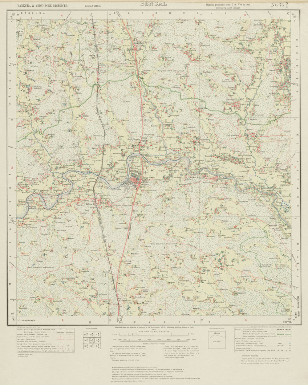SURVEY OF INDIA 73 N/5 West Bengal Garhbeta Dhadika Raskundu Chitrang 1931 map