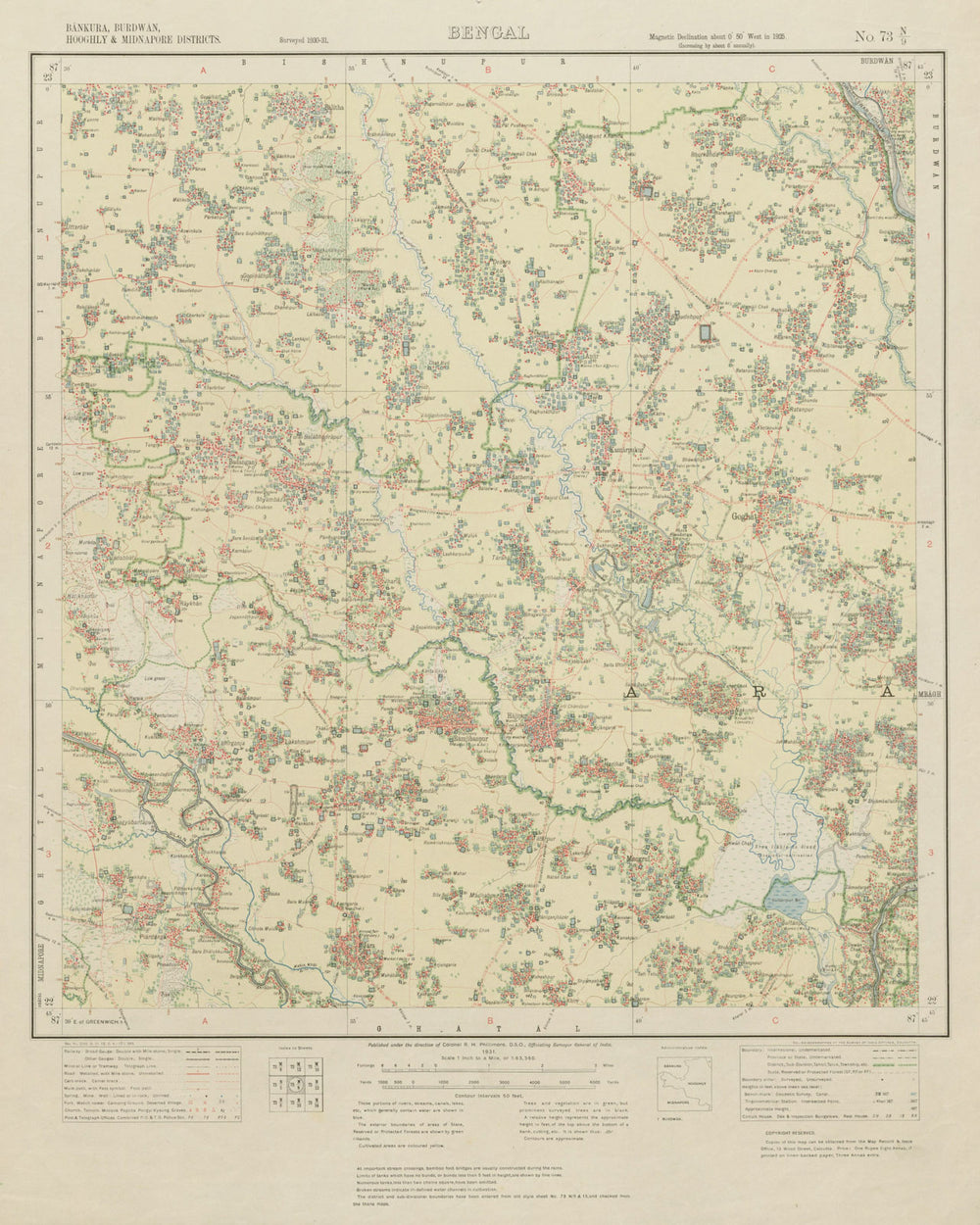 SURVEY OF INDIA 73 N/9 West Bengal Ramjibanpur Bengai Karmapur Goghat 1931