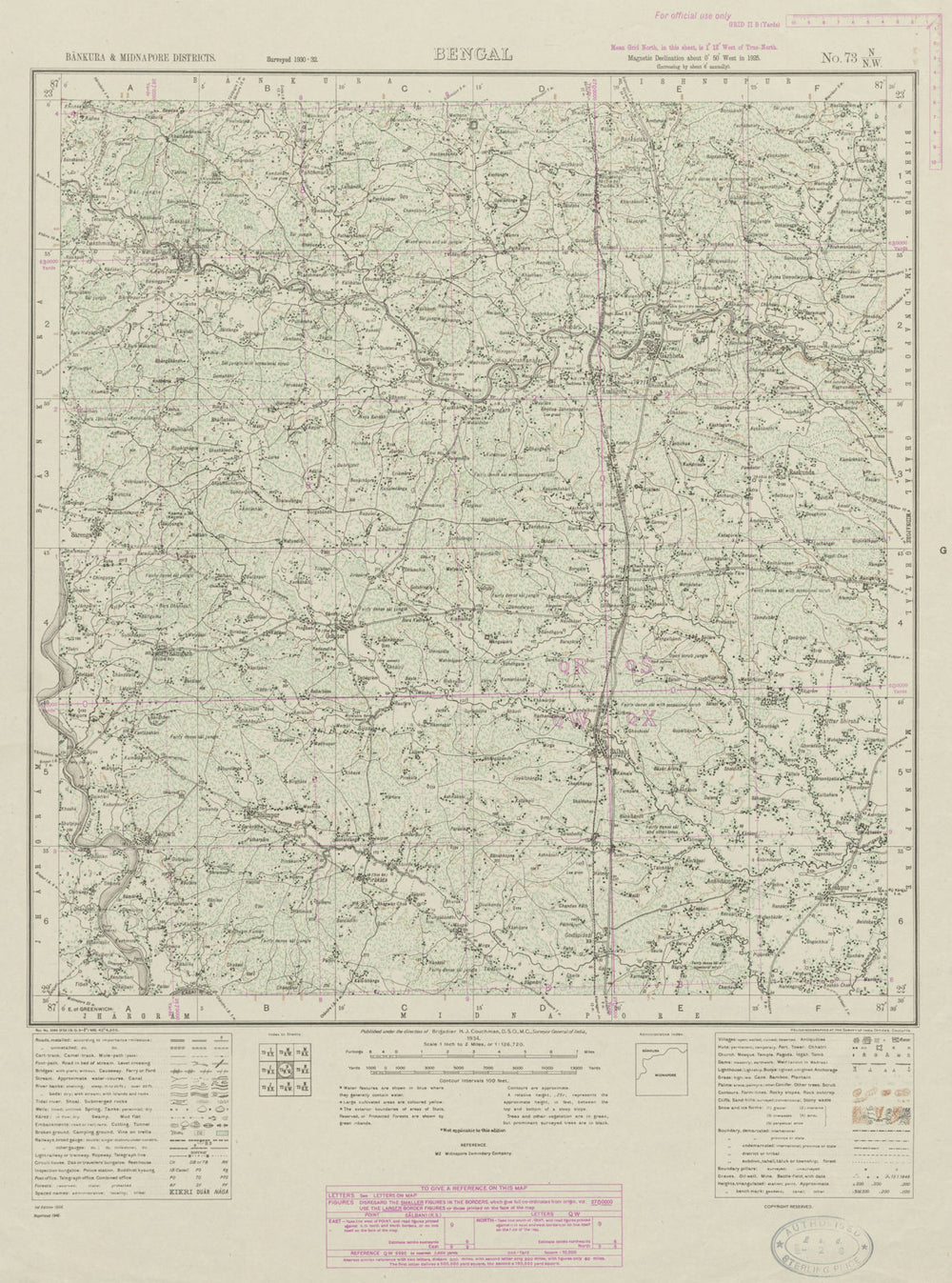 SURVEY OF INDIA 73 N/NW West Bengal Goaltor Simlapal Godapiasal Salboni 1942 map