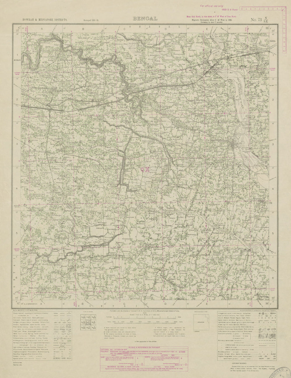 SURVEY OF INDIA 73 N/SE West Bengal Tamluk Debra Nandakumar Panskura 1942 map