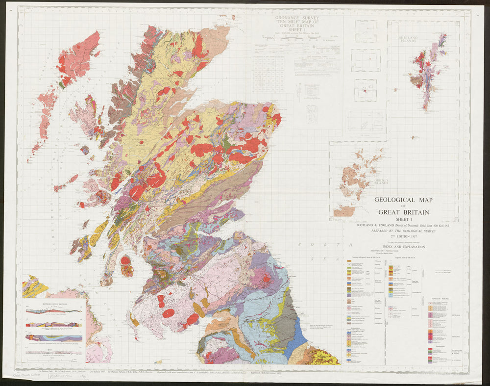 Geological map of Great Britain Sheet 1. North. Scotland 1971 old vintage