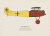Fokker D-VII (1918) vintage aeroplane print by Roy Cross. Germany 1962
