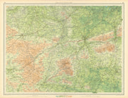 HAMPSHIRE DOWNS/SURREY Aldershot Guildford Basingstoke Chertsey. LARGE 1939 map