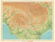 SOUTH WALES Cardiff Merthyr Tydfil Newport Valleys Abergavenny. LARGE 1939 map