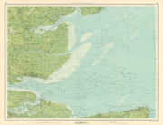 THAMES ESTUARY Medway Southend-on-Sea Sheerness Margate Clacton. LARGE 1939 map