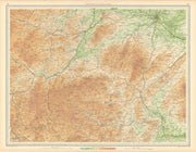 SHROPSHIRE HILLS Montgomery Shrewsbury Ludlow Clun Welshpool Wales 1939 map