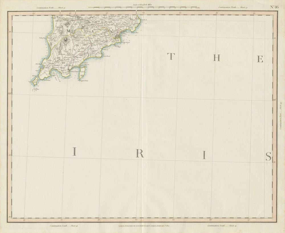 Southern part of the Isle of Man & Irish Sea. George & John Cary 1832 old map