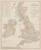 British Isles hydrographical. Watersheds River drainage basins STANFORD 1894 map