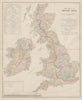 British Isles hydrographical. Watersheds River drainage basins STANFORD 1894 map