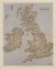 British Isles Stereographical. Mountains rivers. Large 65x52cm STANFORD 1894 map