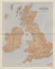 British Isles Stereographical. Mountains rivers. Large 65x52cm STANFORD 1904 map