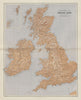 British Isles Stereographical. Mountains rivers. Large 65x52cm STANFORD 1904 map