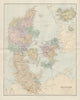 Denmark, Schleswig & Holstein. Iceland Bornholm. Large 66x52cm STANFORD 1904 map