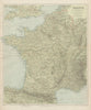 France physical. Mountains & rivers. Large 66x55cm. STANFORD 1904 old map