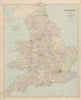 England and Wales in counties. Large 68x55cm. STANFORD 1894 old antique map