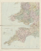 South-west England & South Wales. Large 62x51cm. STANFORD 1904 old antique map