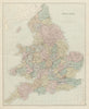 England counties & railways. Large 65x53cm. STANFORD 1887 old antique map