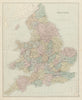 England counties & railways. Large 65x53cm. STANFORD 1887 old antique map