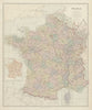 France in departements without Alsace Lorraine. Large 65x54cm. STANFORD 1887 map