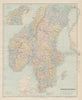 Scandinavia political divisions. Sweden Lims. Norway Amts. STANFORD 1894 map