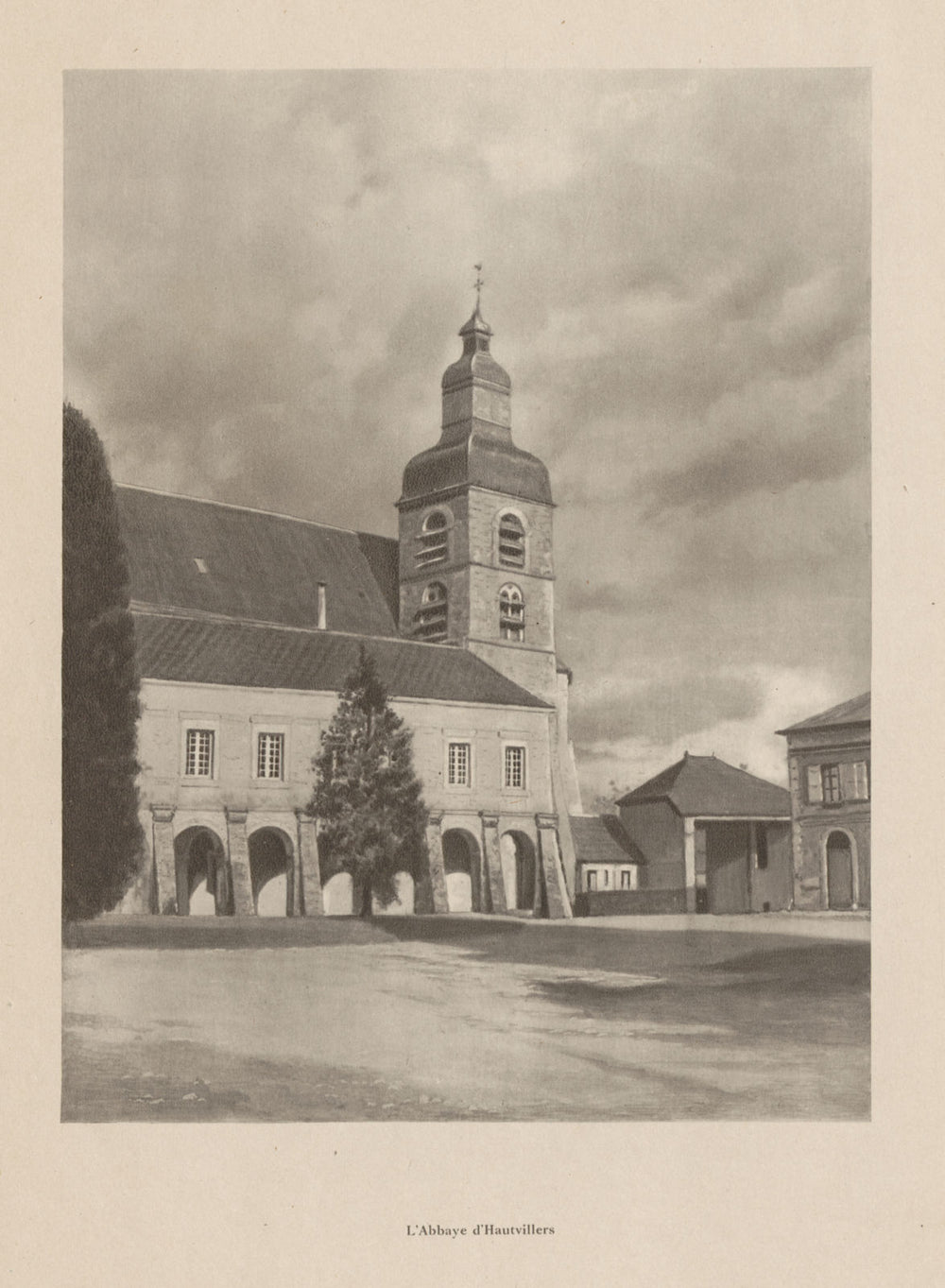 L'Abbaye d'Hautvillers, home of Dom Pérignon. Champagne 1944 old vintage print