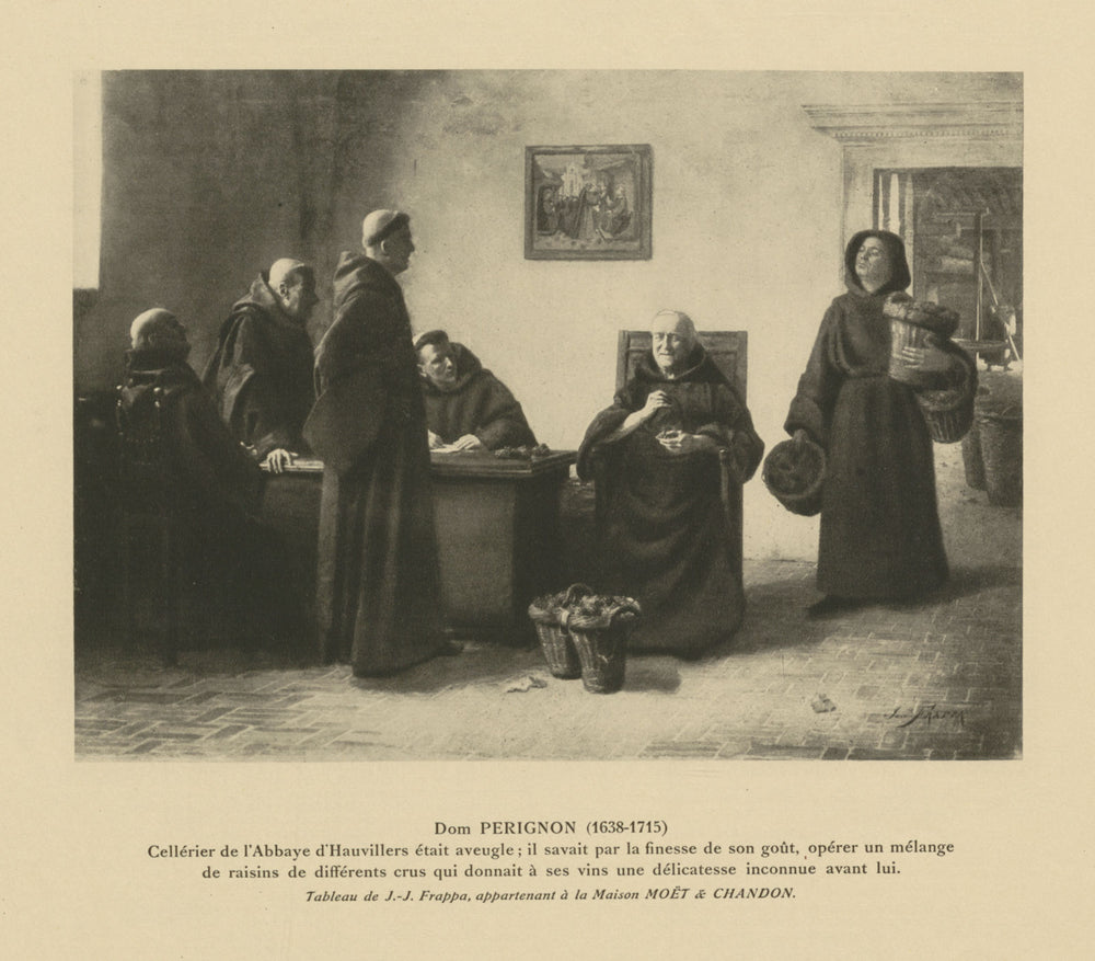 Dom Perignon (1638-1715), Chateau d'Hautvillers. Developer of Champagne 1944