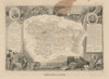 Département de l'AUDE. Decorative antique map/carte by Victor LEVASSEUR c1854