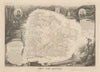 Département des LANDES. Decorative antique map/carte by Victor LEVASSEUR c1854