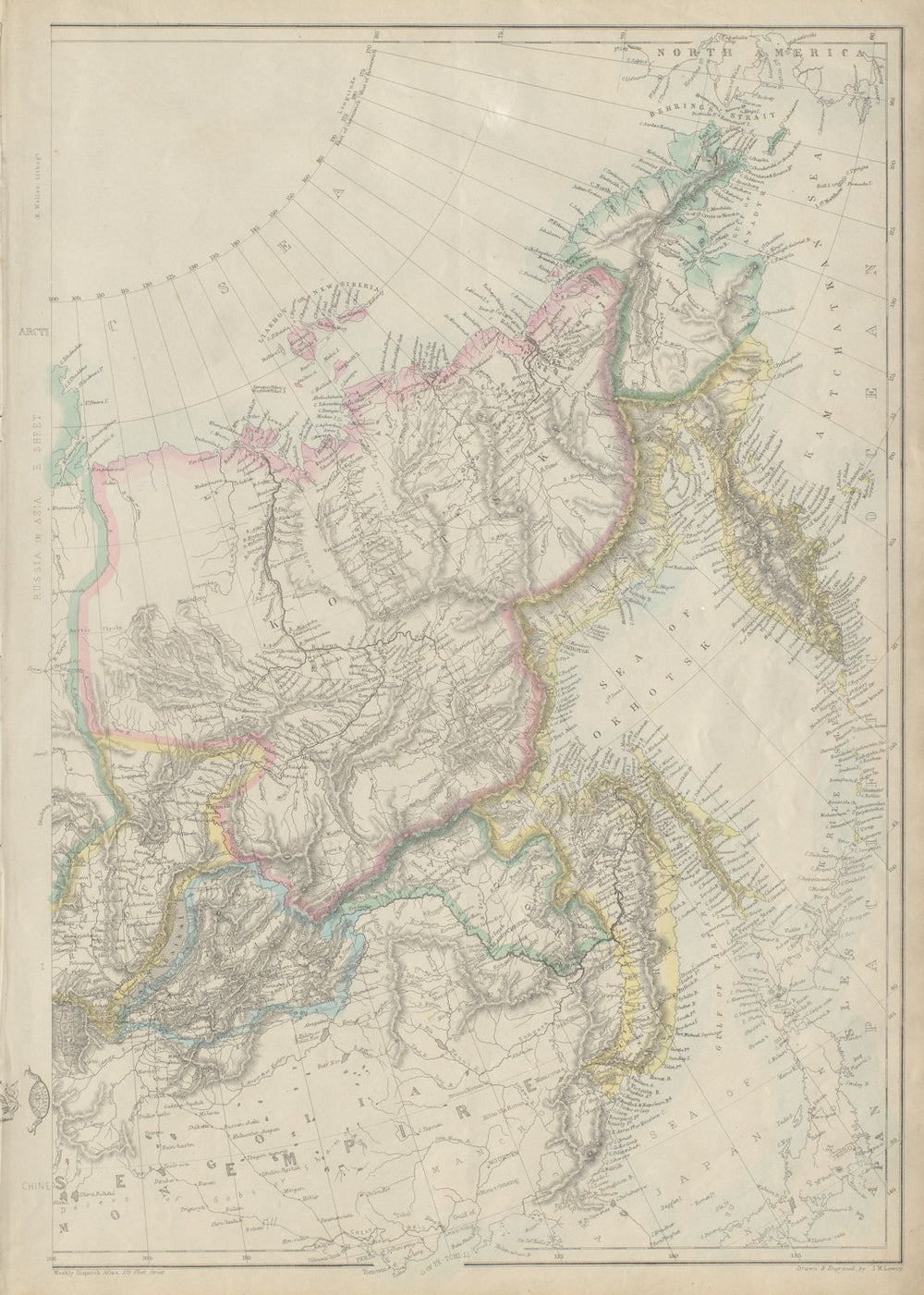 RUSSIA IN ASIA. Far East sheet. Yakutsk Kamchatka Vladiviostok. LOWRY 1863 map
