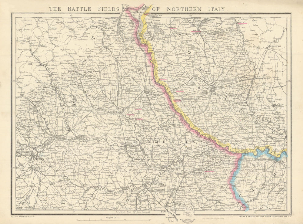 Battle Fields of Northern Italy. 2nd War of Independence 1859. DOWER c1859 map
