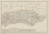 SUSSEX antique county map. Chichester Rye Brighton Horsham. BR DAVIES 1863