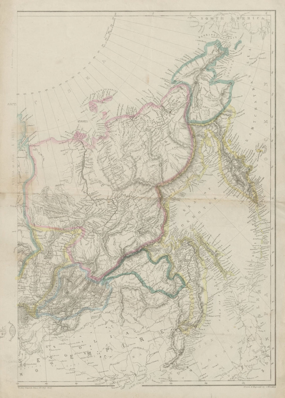 RUSSIA IN ASIA. Far East sheet. Yakutsk Kamchatka Vladiviostok. LOWRY 1862 map