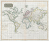 Chart of the World on Mercator's Projection. Explorers' routes. THOMSON 1830 map