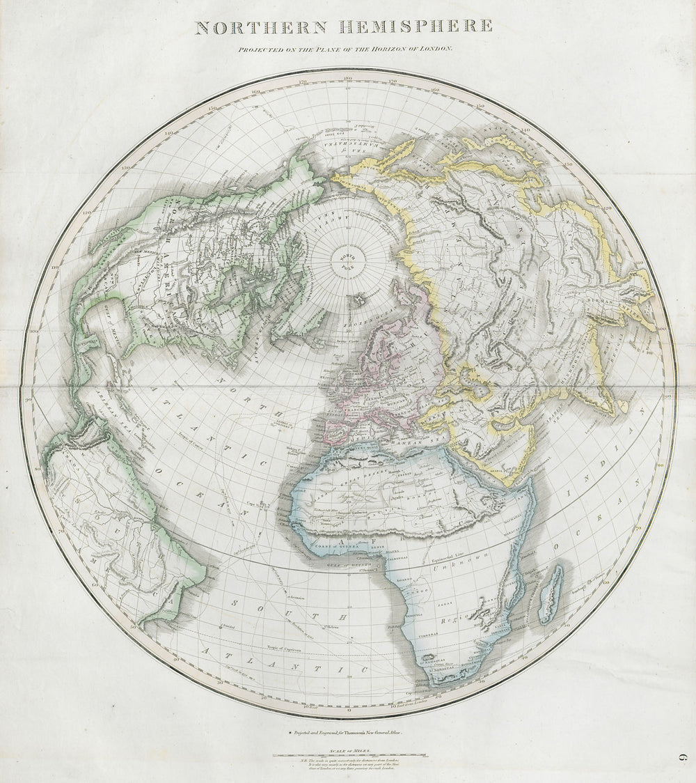 "Northern hemisphere… on the plane of the horizon of London". THOMSON 1830 map