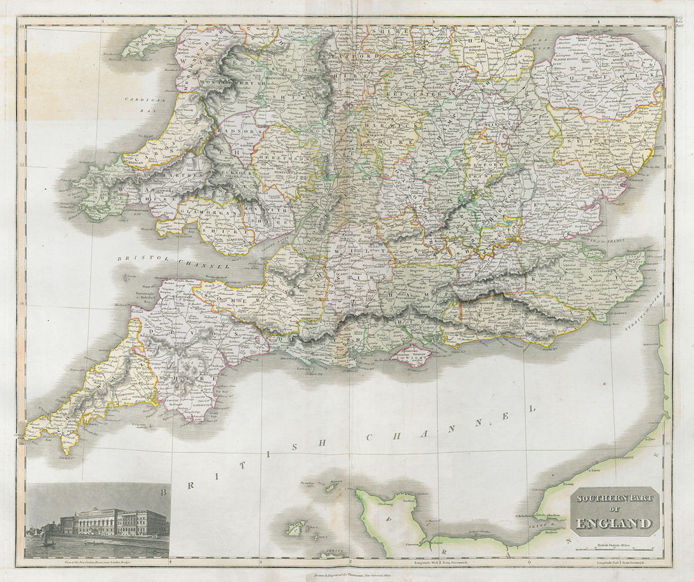 Southern part of England, and Wales. Coach roads. THOMSON 1830 old antique map