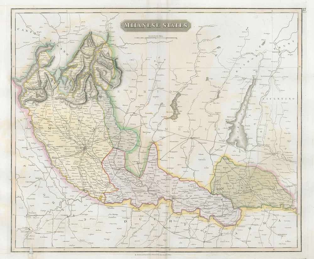 Milanese States. Alto Po. Mantua. South Lombardy. Italian Lakes THOMSON 1830 map