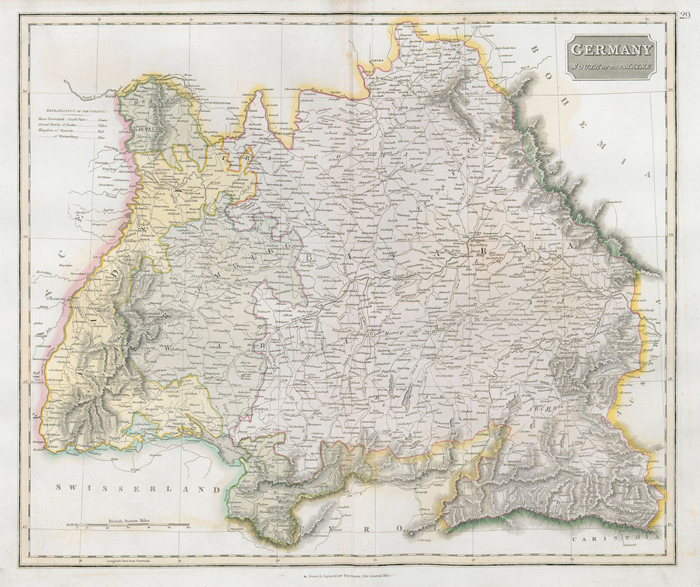 "Germany, south of the Mayne" (Main). Bavaria Baden Voralberg. THOMSON 1830 map