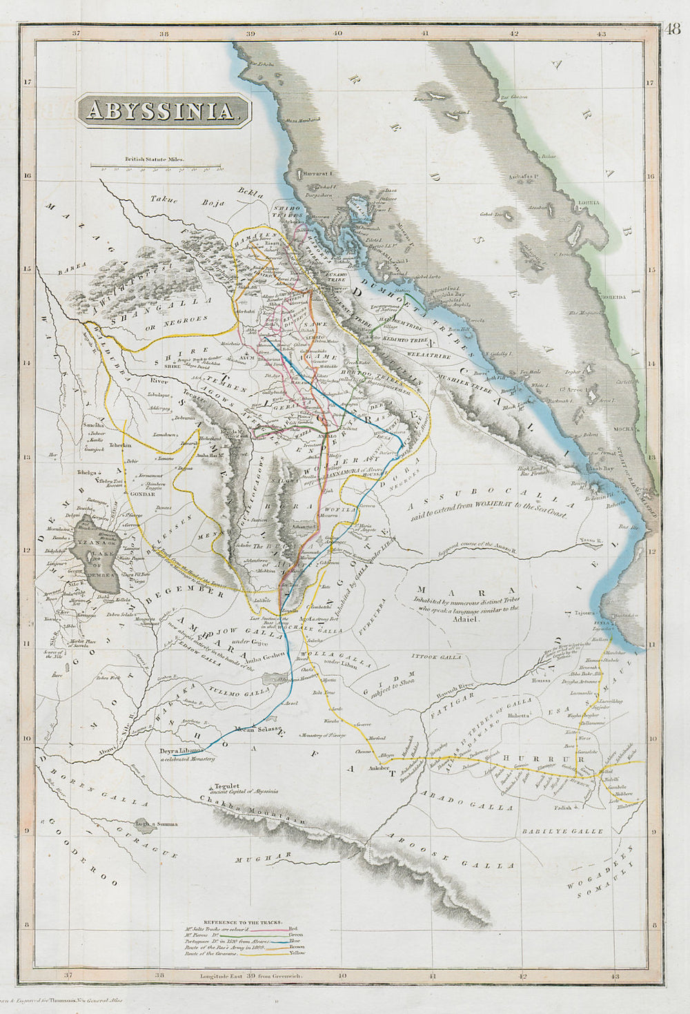 Abyssinia. Ethiopia. Caravan/explorers' routes. Salt Pierce Ras THOMSON 1830 map