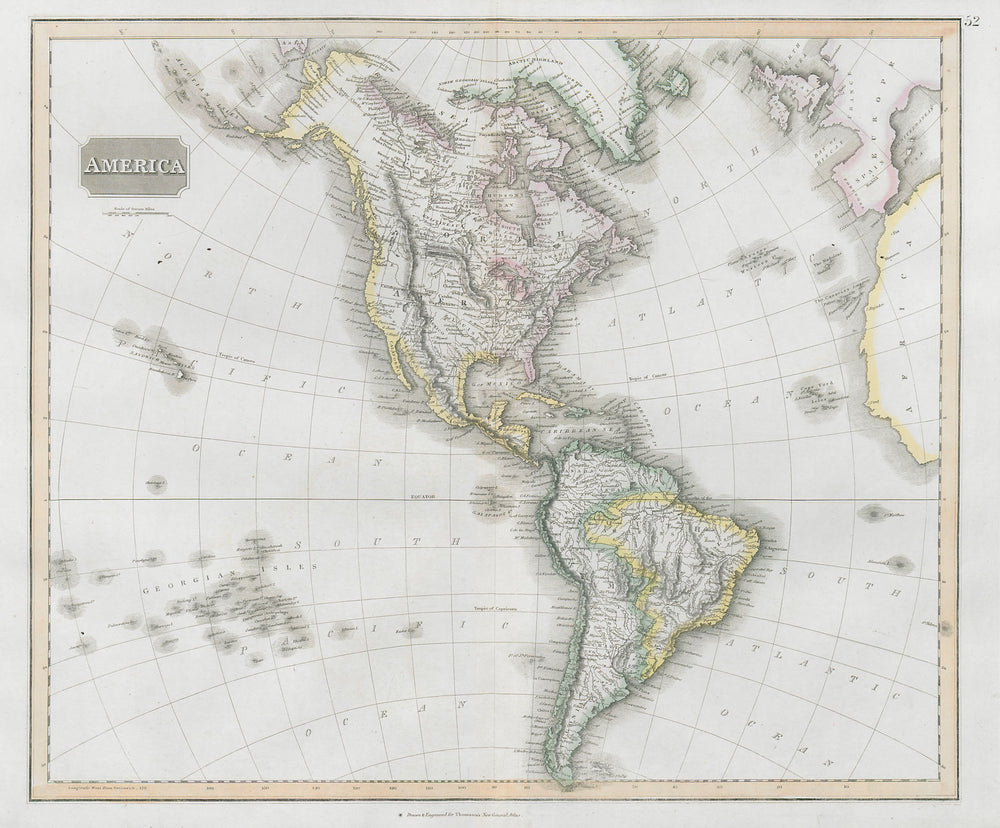 "America". North/South Americas. California Missions. THOMSON 1830 old map