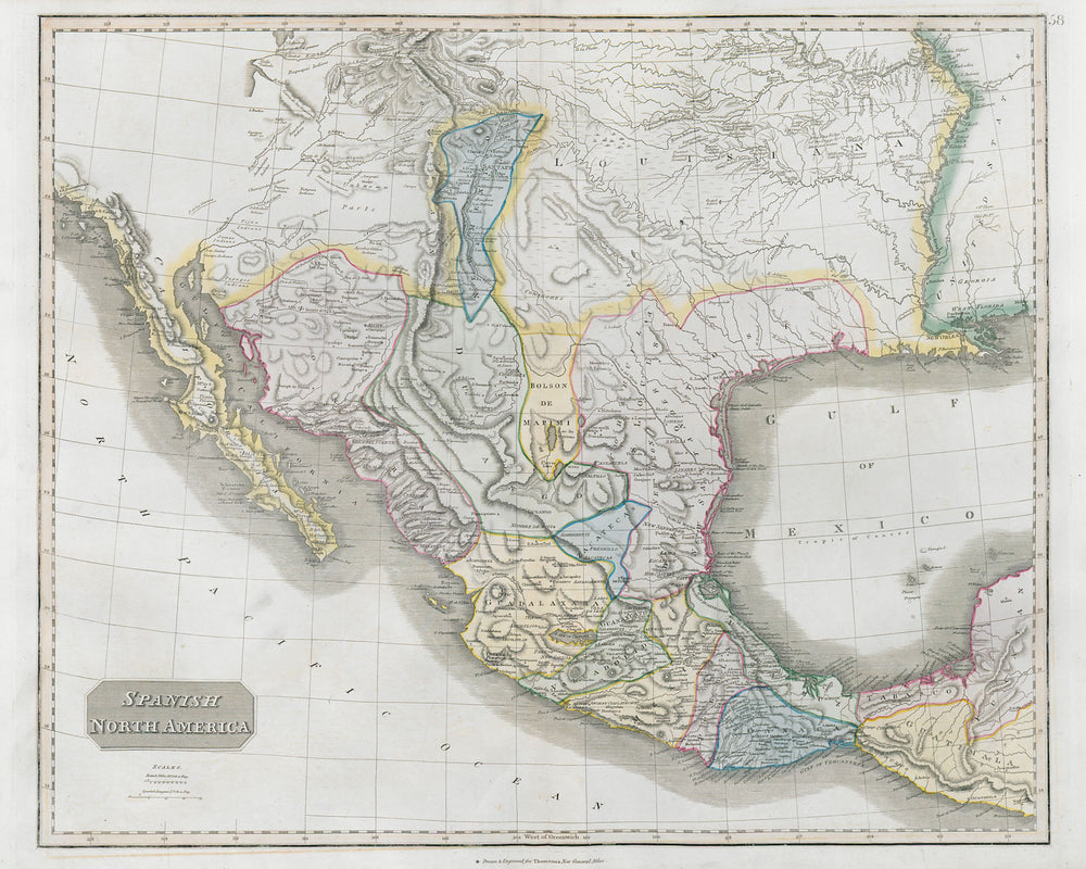 "Spanish North America". THOMSON. Texas, Mexico & Southwestern USA 1830 map
