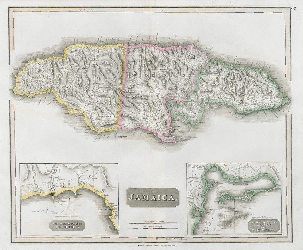 Jamaica. Kingston Port Royal Bluefields/Savanna-la-Mar inset. THOMSON 1830 map