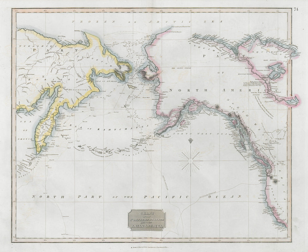 Chart of the northern passage between Asia & America. Pacific. THOMSON 1830 map