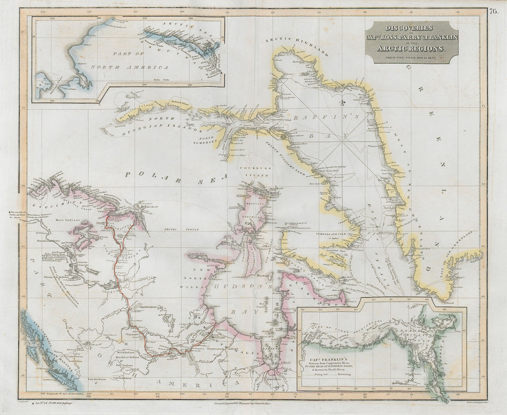 Discoveries of… Ross, Parry & Franklin in the Arctic regions. THOMSON 1830 map