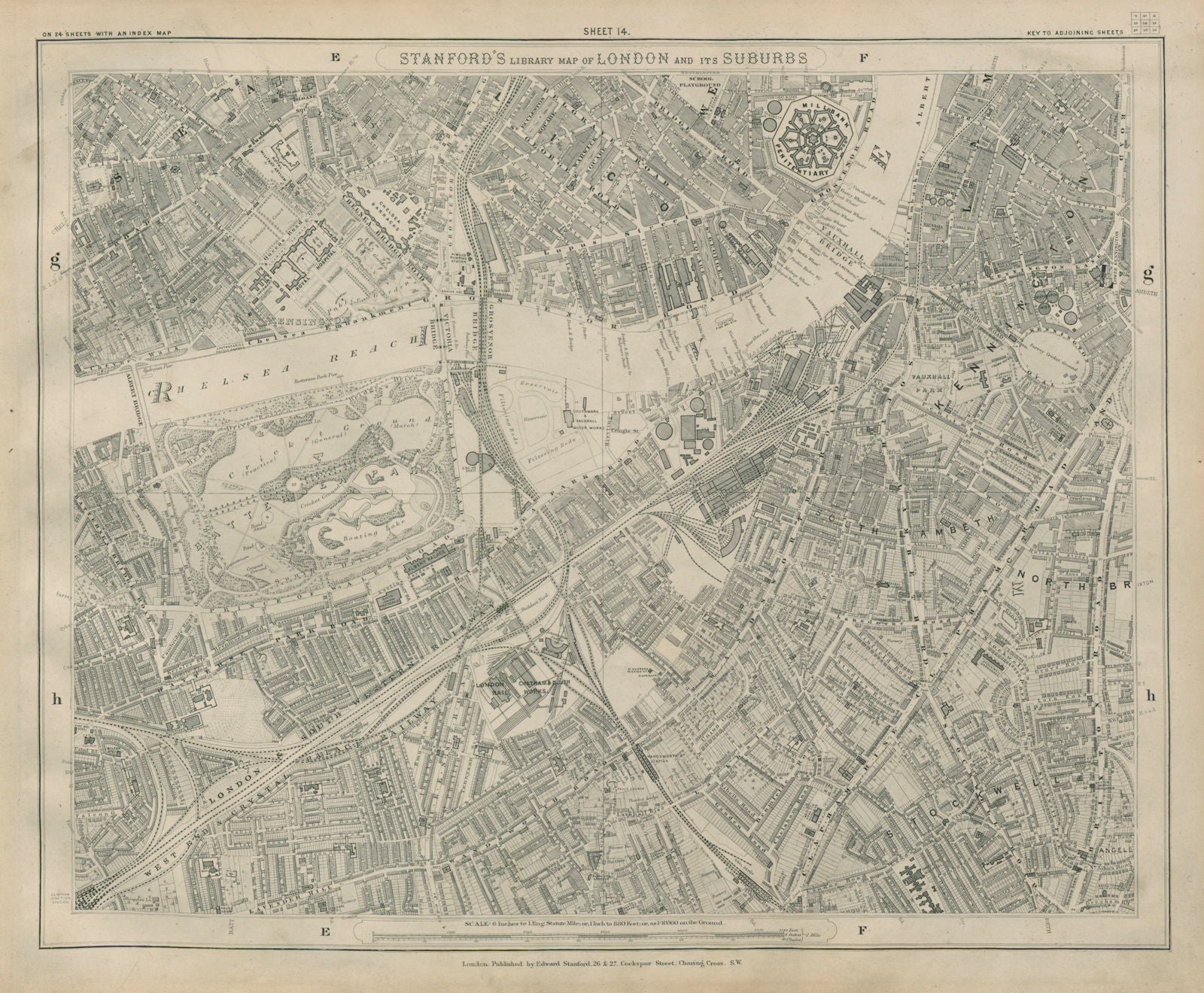 Stanford Library map of London Sheet 14 Chelsea Battersea Pimlico ...