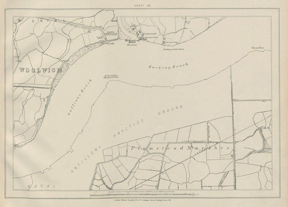 Stanford Library map of London Sheet 26 Woolwich Beckton Thamesmead 1895