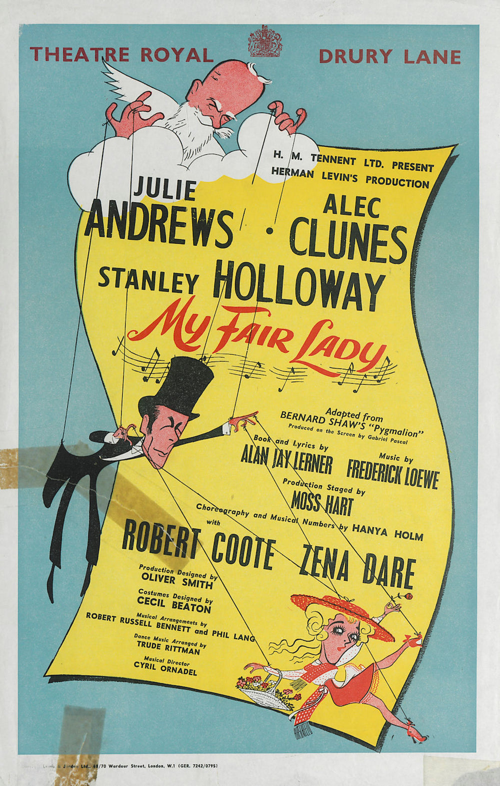 Theatre Royal Drury Lane. My Fair Lady. Julie Andrews, Stanley Holloway 1958