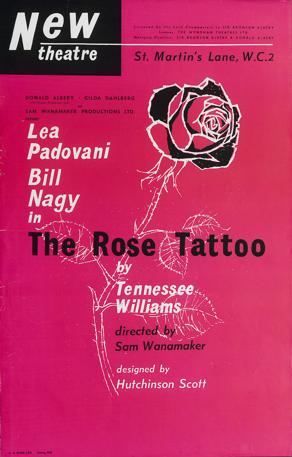 New Theatre. The Rose Tattoo. Tennessee Williams. Bill Nagy. Sam Wanamaker  1959