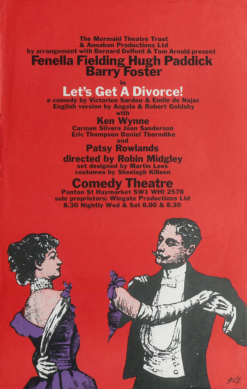 Comedy Theatre. Let's Get a Divorce. Sardou. Fenella Fielding, Barry Foster 1966